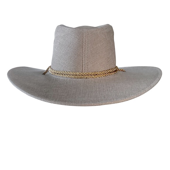 Luxtrada Classic Western Cowboy Linen Aussie Hat Twisted Rope Chin Strap New - Picture 4 of 16